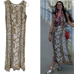 Floral Olive Sleeveless Dress